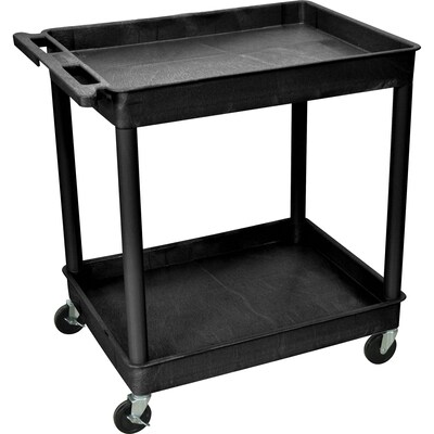 Luxor® Heavy-Duty Mobile Utility Cart; 2-shelf; Black; 37-1/2Hx24Wx32D