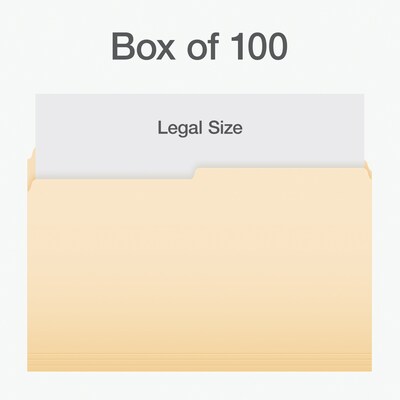 Pendaflex Heavy Duty File Folder, 1-Tab, Assorted, Legal Size, Manila, 100/Box (1007052)