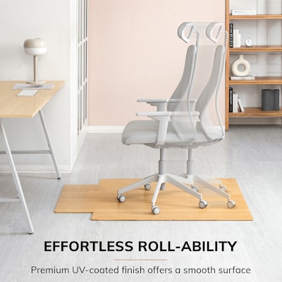 Anji Mountain Standard Bamboo Carpet & Hard Floor Chair Mat with Lip, 36" x 48", Natural (AMB24003)