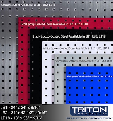 Triton Products Locboard Kit, (2) 24" x 24" x 9/16" Steel Square Hole Pegboards, 46 Assorted Hooks (LB1-KIT)