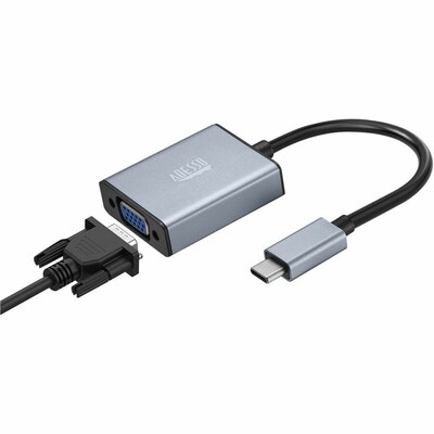 Adesso CyberHub 5040 USB-C to VGA Video Adapter, Male-Female, Black/Silver (AUH-5040)