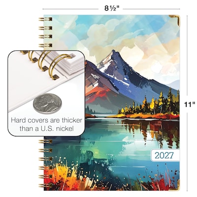 2027 Excello Brands 9" x 11" Weekly & Monthly Standard Planner, Paperboard Cover, Lake View (FSHN-CY27-8511-82)