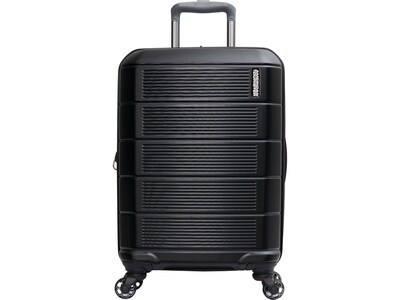 American Tourister Stratum 2.0 22 Hardside Carry-On Suitcase, 4-Wheeled Spinner, Jet Black  (142348