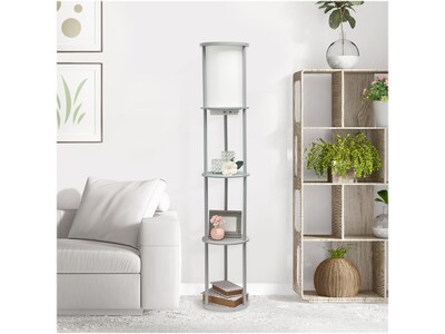 Simple Designs 62.5" Matte Gray Floor Lamp with Cylindrical Shade (LF2010-GRY)