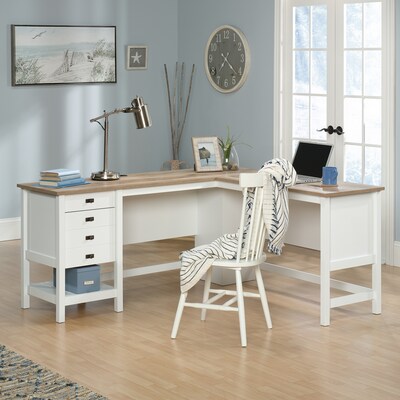 Sauder Cottage Road 65"W L-Shaped Desk, Soft White (428225)