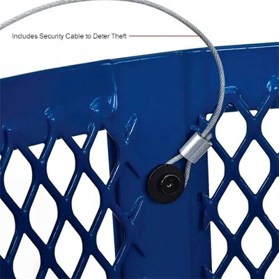 Global Industrial Outdoor Diamond Steel Trash Can w/ Dome Lid & Base, 36 Gallon, Blue (261948BLD)