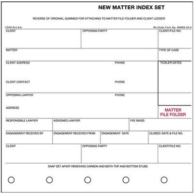 Attorney New Matter Forms & Assignments Sets, Index Set, 4 Parts, 100 Per Pack