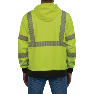 Ergodyne GloWear 8317BK High Visibility Long Sleeve Black Bottom Hooded Sweatshirt, ANSI Type R Class 3, Lime, X-Large (22975)