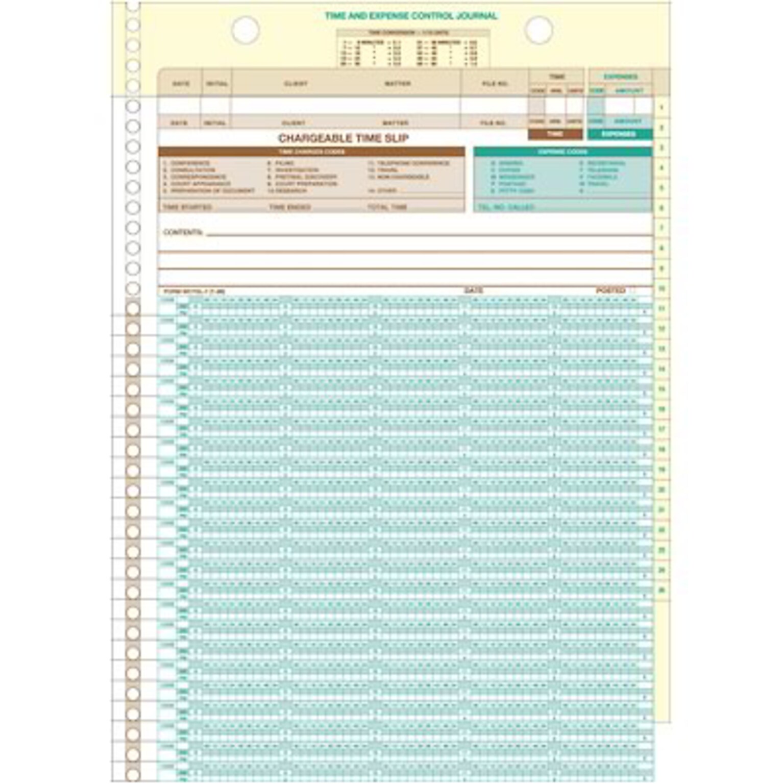 Safeguard® Compatible Timekeeping Systems, Time & Expense Control Journal, Compatible with CTSL-7