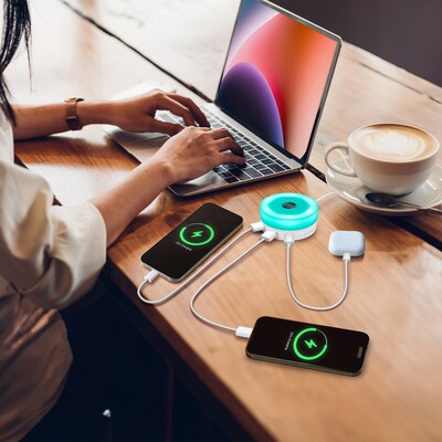 Fisher Tech Essentials 4-in-1 Wireless Charging Hub, 15W, 3-ft., White (FWIC297W)