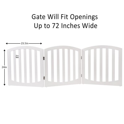 Arf Pets 24H Freestanding 360° Foldable Wood Dog Gate, 3-Panel, White (APG24WH)