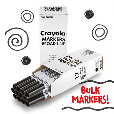 Crayola Bulk Markers, Conical Tip, Black, 12/Pack, 3 Packs/Bundle (BIN587700051-3)