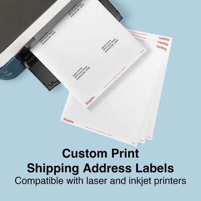 Staples Laser/Inkjet Shipping Labels, 3 1/2" x 5", Bright White, 4 Labels/Sheet, 100 Sheets/Pack, 400 Labels/Box (ST18074-CC)