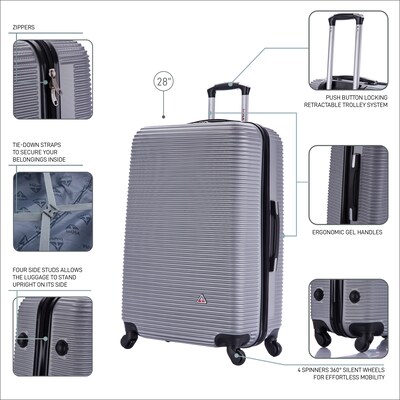 InUSA Royal 28" Hardside Suitcase, 4-Wheeled Spinner, TSA Checkpoint Friendly, Silver (IUROY00L-SIL)