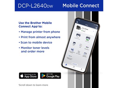 Brother DCP-L2640DW Compact Wireless Black & White Laser Printer, All-In-One, Print, Scan, Copy, Refresh Subscription Ready