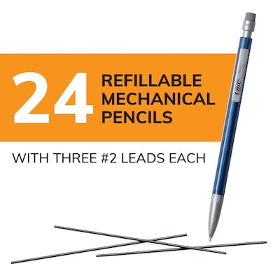 BIC Xtra Precision Mechanical Pencils, 0.5mm, #2 Hard Lead, 24/Pack (MPLMFP241-BLK)