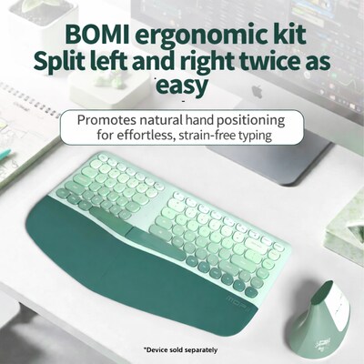 SaharaCase Split Ergonomic Wireless Keyboard and Mouse Combo, Green (KB26)