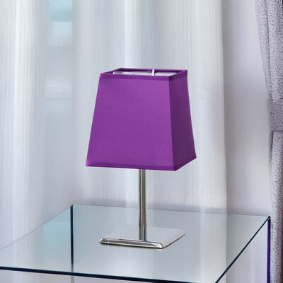 Creekwood Home Square Chrome 9.65" LED Table Lamp, Purple (CWT-1013-PR)