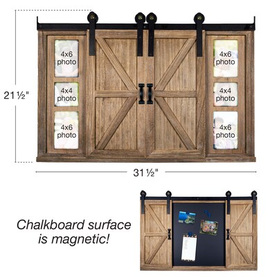 Excello Global Products Rustic Wood Chalkboard with Four 4"x6" Hideaway Photos (EGP-HD-0148)