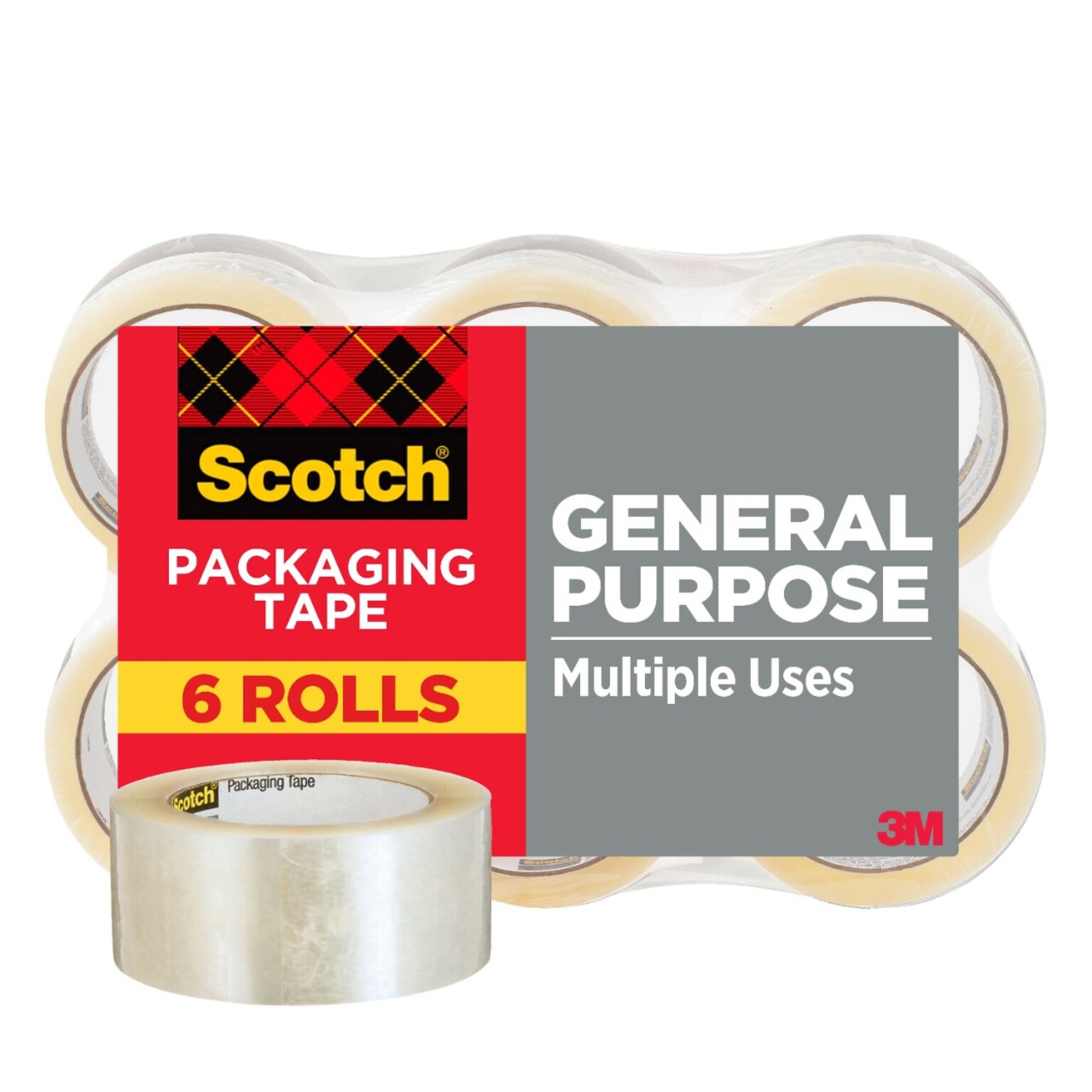 Scotch® Lightweight Shipping Packing Tape, 1.88 x 54.6 yds., Clear, 6 Rolls (3350-6)