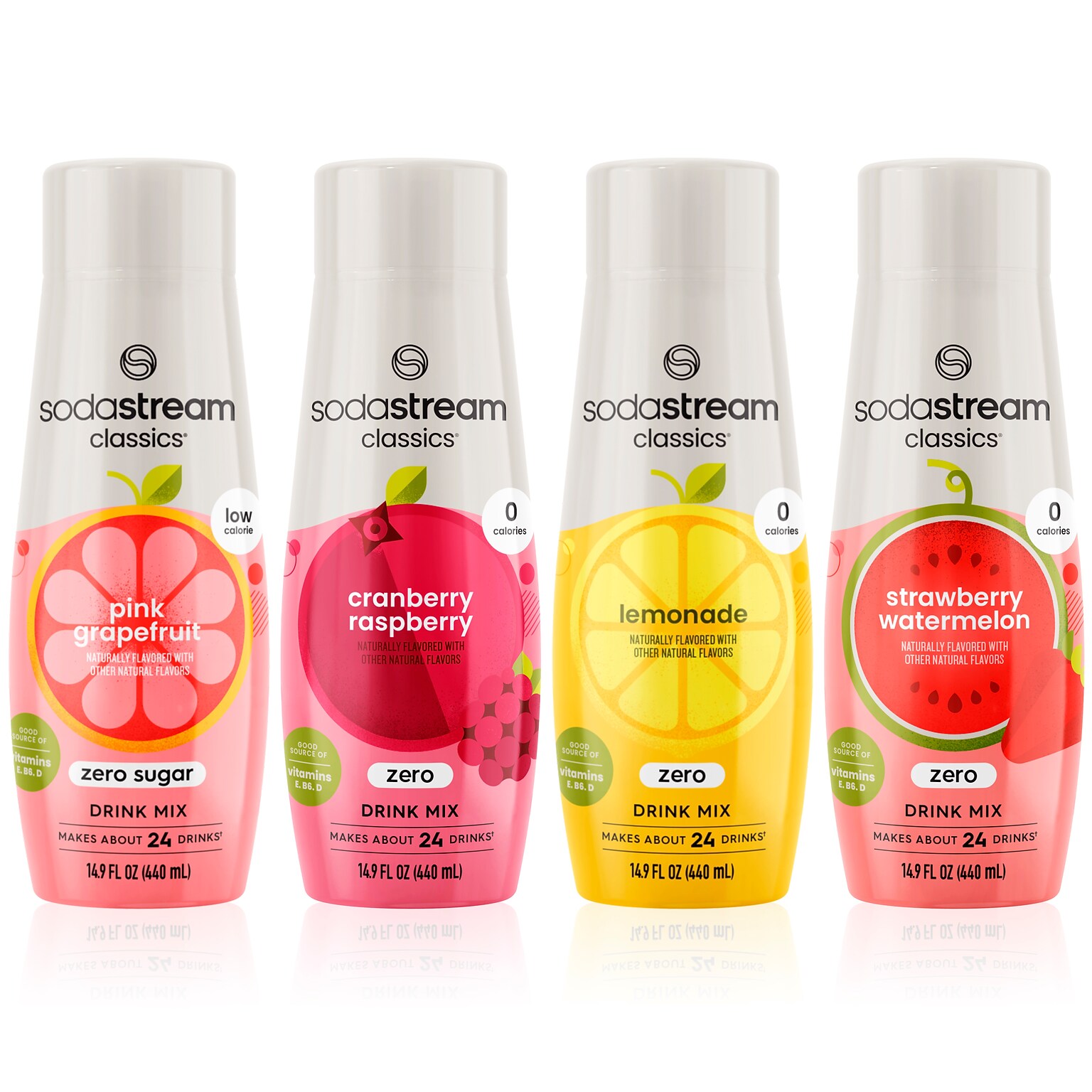 SodaStream Classics Zero Calorie Sugar-Free Variety Pack Drink Mix, 14.9 oz. 4 Bottles/Pack (1101108010)