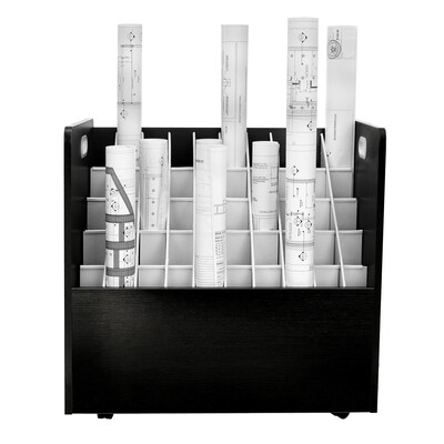 AdirOffice 50-Slot Mobile Roll File, 28.5H x 30W x 15.75D, Black (626-BLK-2PK)