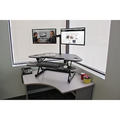 Lorell Active Office Adjustable Corner Monitor Riser Stand, Up to 47" Monitor, Black (LLR82014)