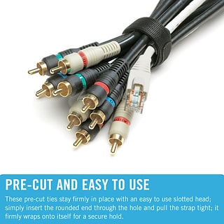 Velcro Brand ONE-WRAP Cable Ties, 1/2 x 8, Reusable Hook & Loop Fastener,  Black, 50/Pack (95172)