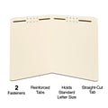 Quill Brand® Heavy-Duty Reinforced Straight Cut File Folders, 2-Fasteners, Letter, 2-Ply, Manila, 50