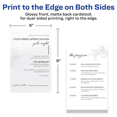 Avery Integrated Cards, 6" x 9", Glossy White, 25/Pack (95281)