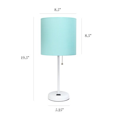Simple Designs 19.5" LED Table Lamp, White/Aqua Shade (LT2024-AOW-CCLB)