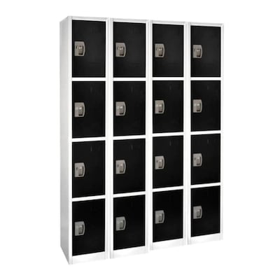 AdirOffice 72 4-Tier Key Lock Black Steel Storage Locker,  4/Pack (629-204-BLK-4PK)