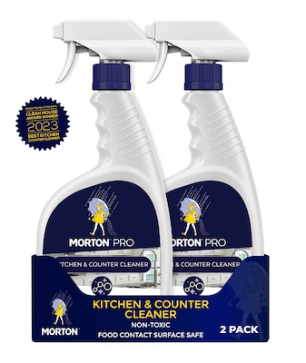 Morton Pro Nontoxic Kitchen & Counter Cleaner, 32oz Spray Bottle, 2/Pack (LM32KC2PK)