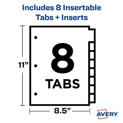 Avery Big Tab Insertable Plastic Dividers, 8 Tabs, Multicolor (11903)