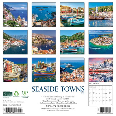 2026 Willow Creek Seaside Towns 12 x 12 Monthly Wall Calendar (56127)