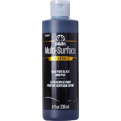 FolkArt Acrylic Paint Multi-Surface Satin, 8oz., Pure Black, 3/Pack(FLK4656-3)