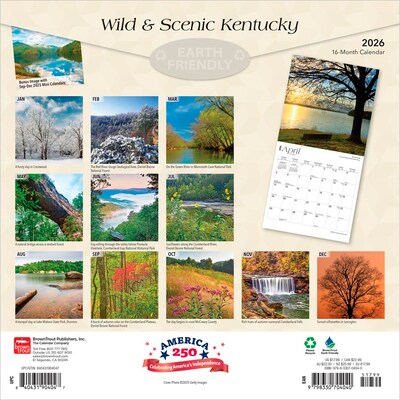 2026 BrownTrout Kentucky Wild & Scenic 12 x 12 Monthly Wall Calendar (9798330704040)