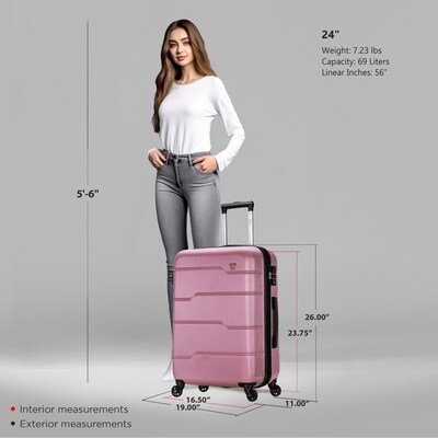 DUKAP Rodez 24 Hardside Suitcase, 4-Wheeled Spinner, TSA Checkpoint Friendly, Rose Gold (DKROD00M-ROS)
