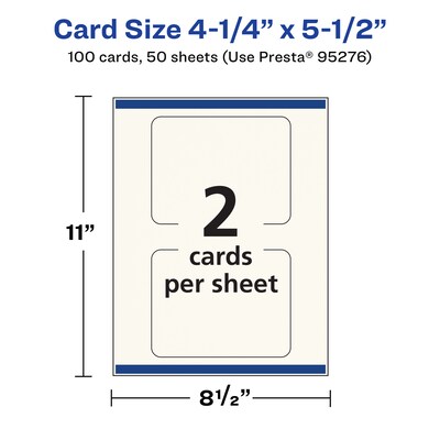 Avery Integrated Cards, 4.25" x 5.5", Matte Ivory, 100/Box (95276)