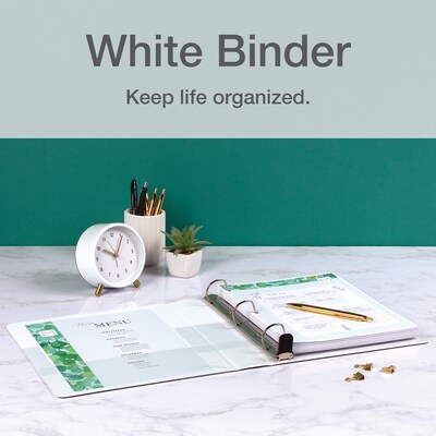 Cardinal Premier Heavy Duty 1 1/2" 3-Ring View Binders, D-Ring, White (10310)