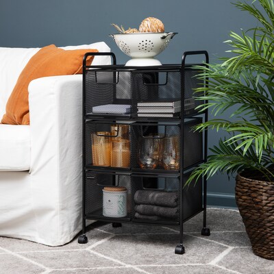Mind Reader 6-Drawer Office Utility Cart, Black (6DRMESH-BLK)