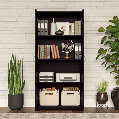 Bush Furniture Cabot 61"H Tall Storage Cabinet with Doors, Espresso Oak (WC31899)