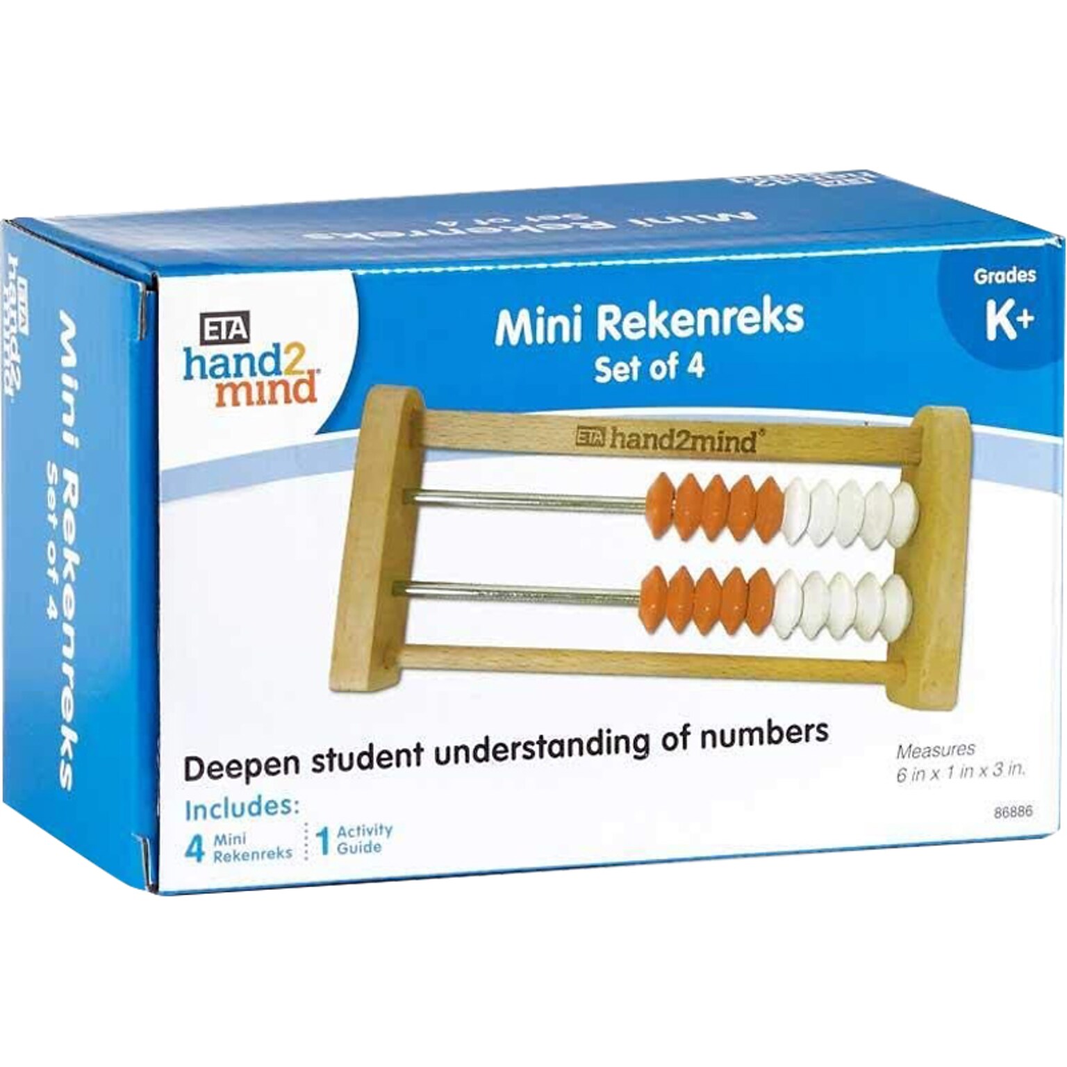 hand2mind Mini 20-bead Rekenrek, White/Red, 4/Set (86886)