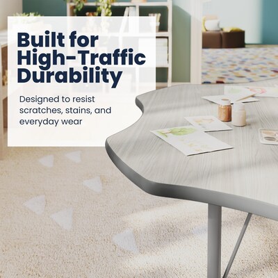 Flash Furniture Wren 60" Flower Activity Table, Height Adjustable, Light Gray Top/Silver Frame (XUA60FLRLGTPC)