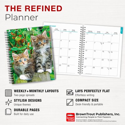2027 BrownTrout Kittens 6.5" x 7.8" Calendar Year Weekly Standard Planner, Multicolor (9798330709434)