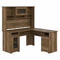 Bush Furniture Cabot 60 L-Shaped Desk with Hutch, Reclaimed Pine (CAB001RCP)