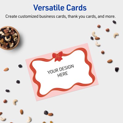 Avery Gold-Pink Bow Matte Blank Card, White, 20/Pack (S00-FFF)