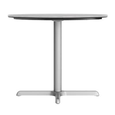 Flash Furniture Acadia 36" Round Wooden Dining Table with X-Base, Gray Faux Concrete/Silver Base (STRD36CGT3030S)