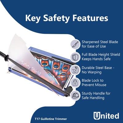 United Commercial 17" Guillotine Paper Trimmer, Blue (T17)