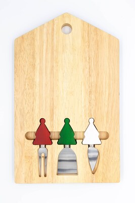 Whimsical Christmas 4pc Service Board w/ Knives